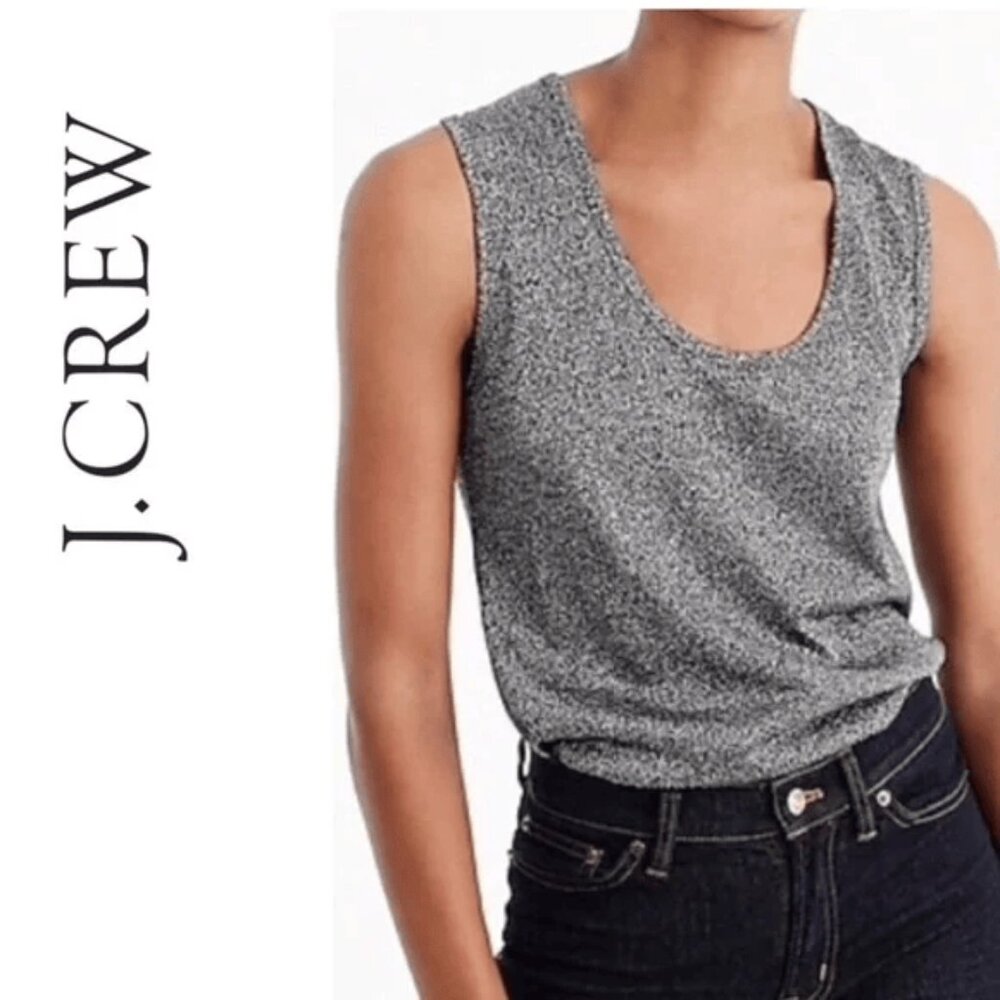 Silver metallic scoop tank top, J Crew XXL
